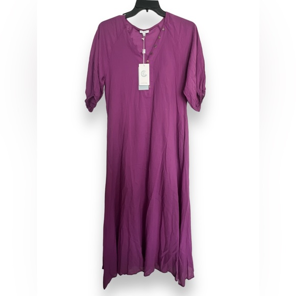 Johnny Was CALME Buttoned Raglan Slip Dress 'Ultra Violet'  NEW - Picture 2 of 10